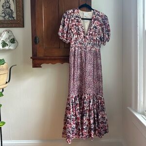 SAYLOR Purple and Pink Tiered Ruffled Maxi Sundress